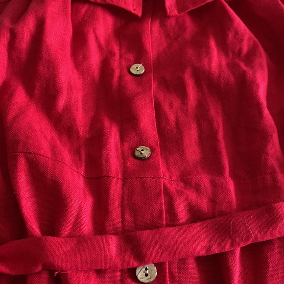 Potter’s Pot LA boutique Linen blend on/off shoulder faux button front tie belt - Picture 5 of 10